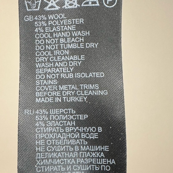 REISS Black Perry Tapered Wool Blend Elastic Waist Trousers Sz 6 Classic - Picture 7 of 7